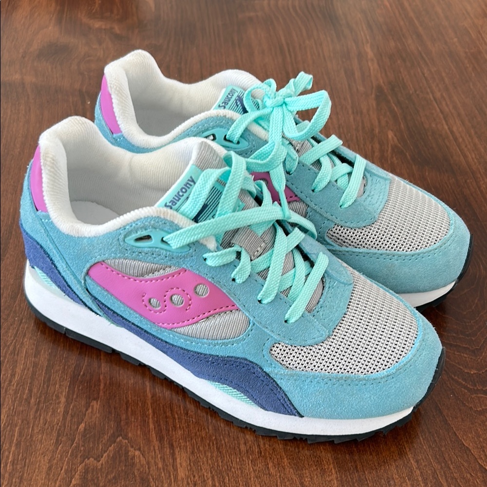 Vibrant Blue and Pink Sneakers